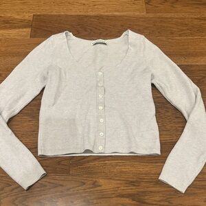 Abercrombie & Fitch Light Gray Ribbed Button-Front Women's Top size S